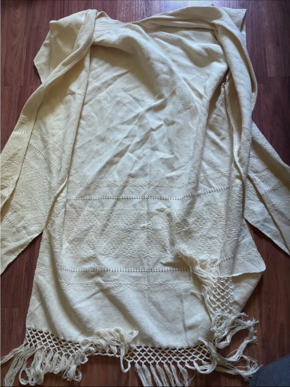 Textured Cream Fringe Coverup